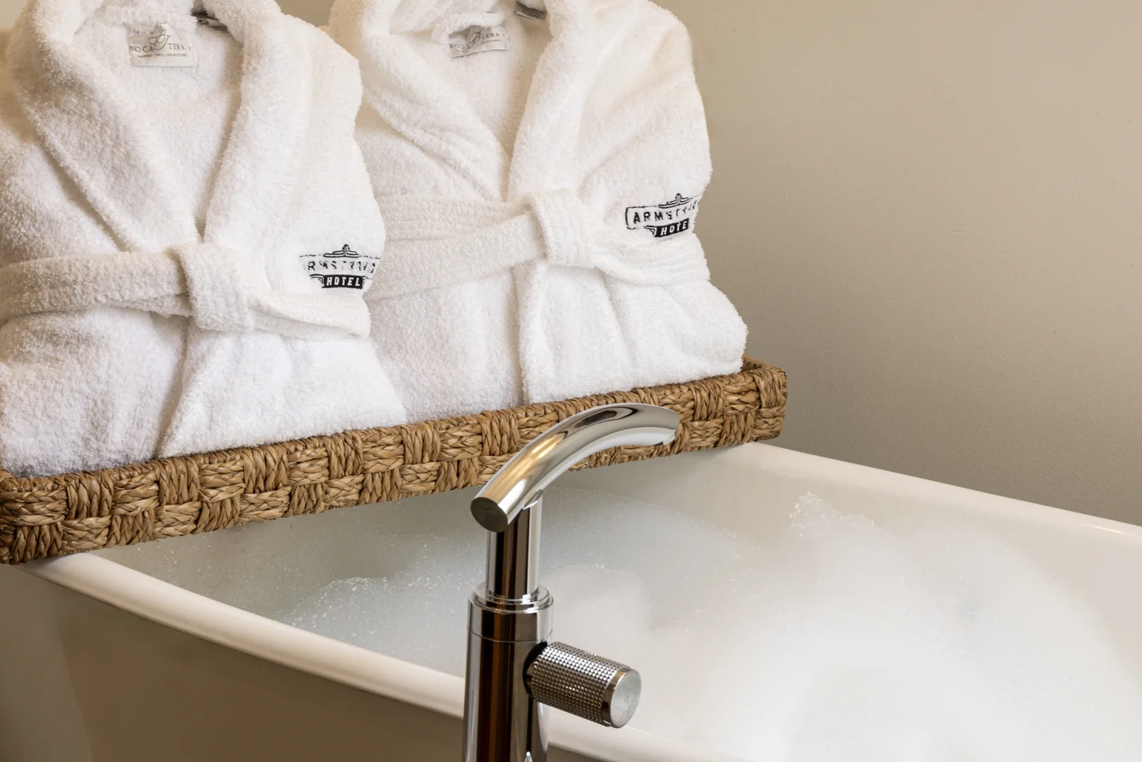 Luxury bath with robes and bubbles